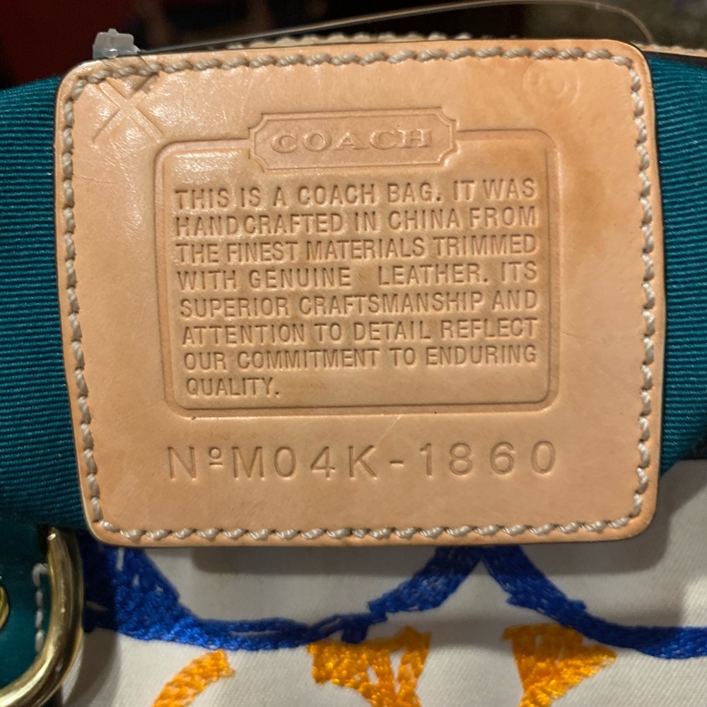 Coach Teal Multi Signature Tote - Picture 3 of 6